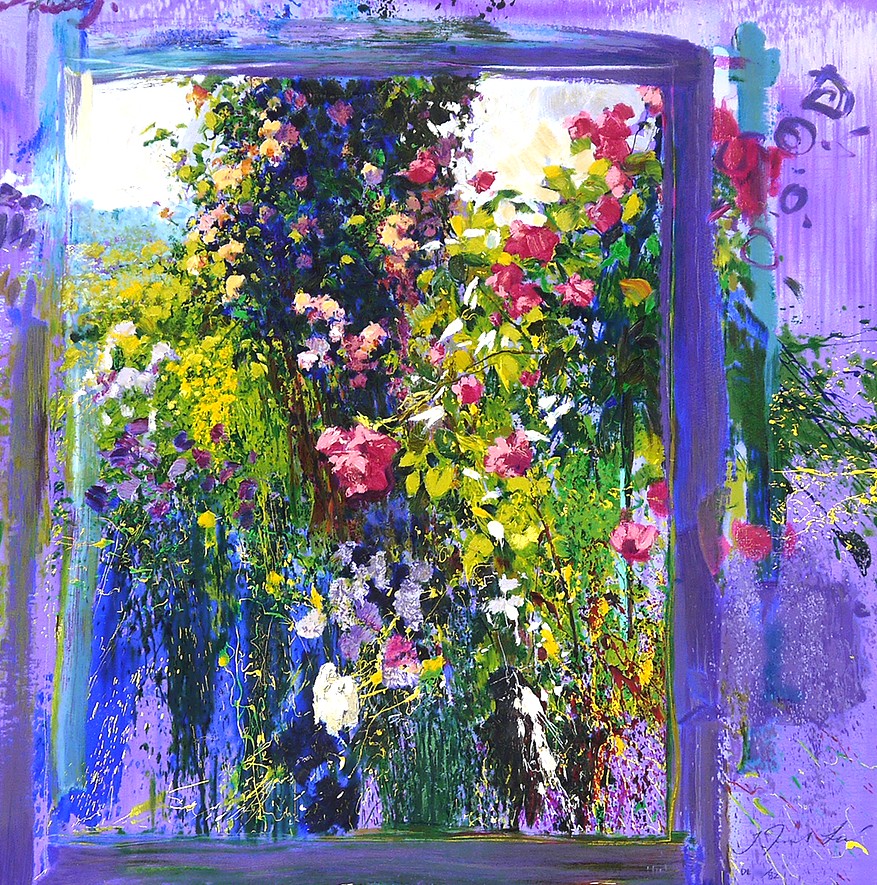 ホアキン・トレンツ・リャドの絵画作品　タイトルは、ジヴェルニーの薔薇